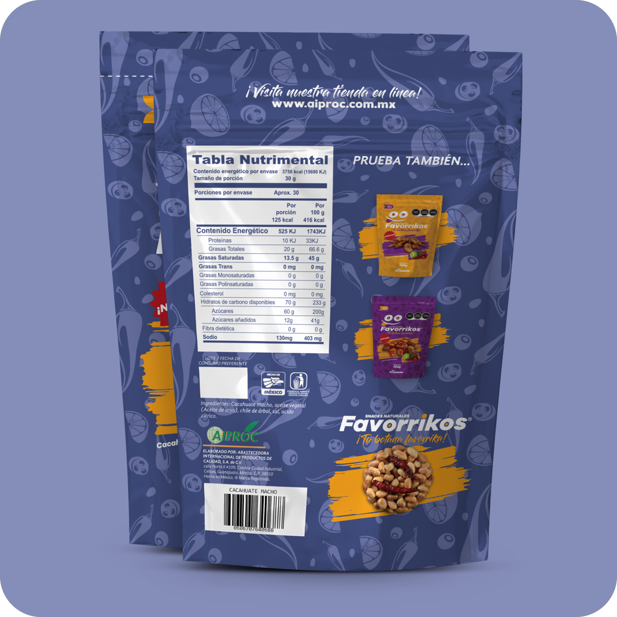 Cacahuate Macho Frito con Sal y Chile de Árbol