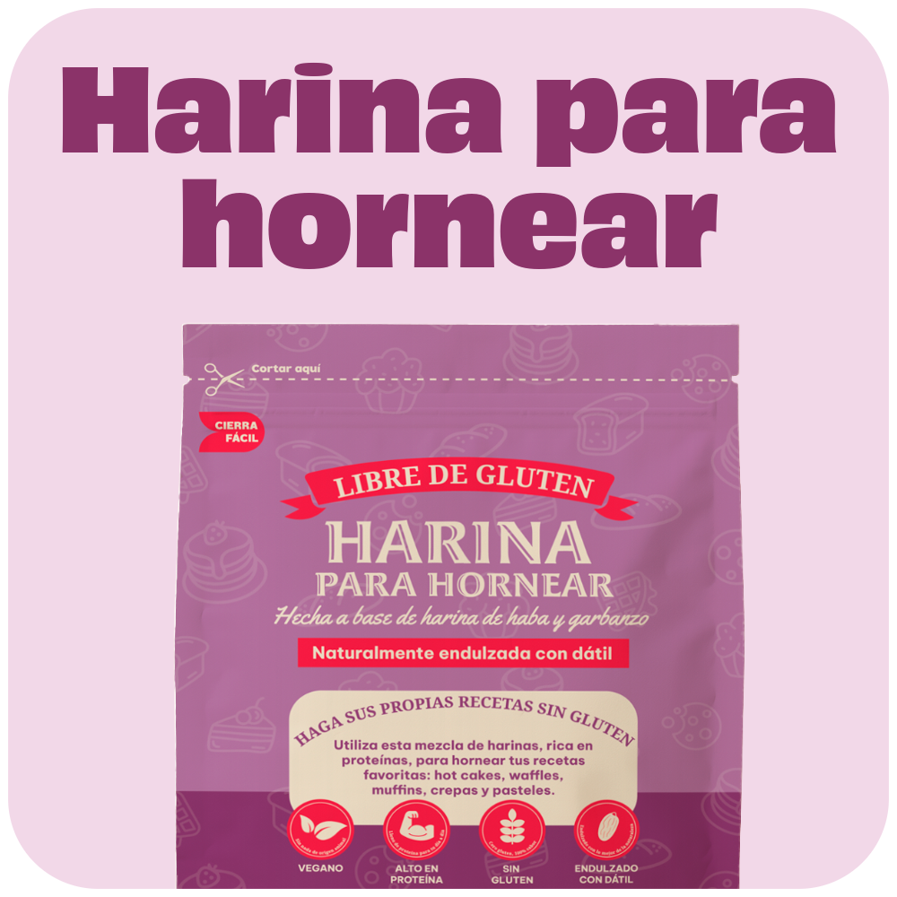 Harina para Hornear de Garbanzo , Chícharo & Haba | Endulzada Naturalmente con Dátil | Sin Gluten