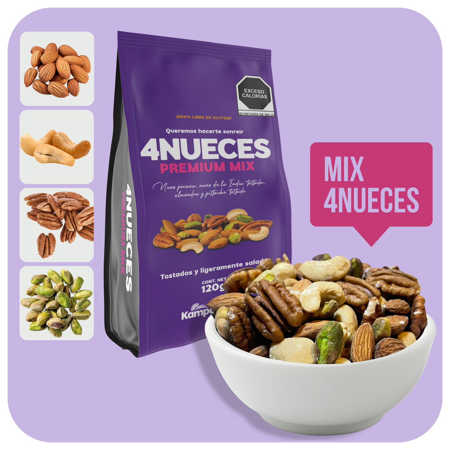"Trail Mix 8 Pack" Dos bolsas de 120g c/u | Cuatro variedades de Trail mix |