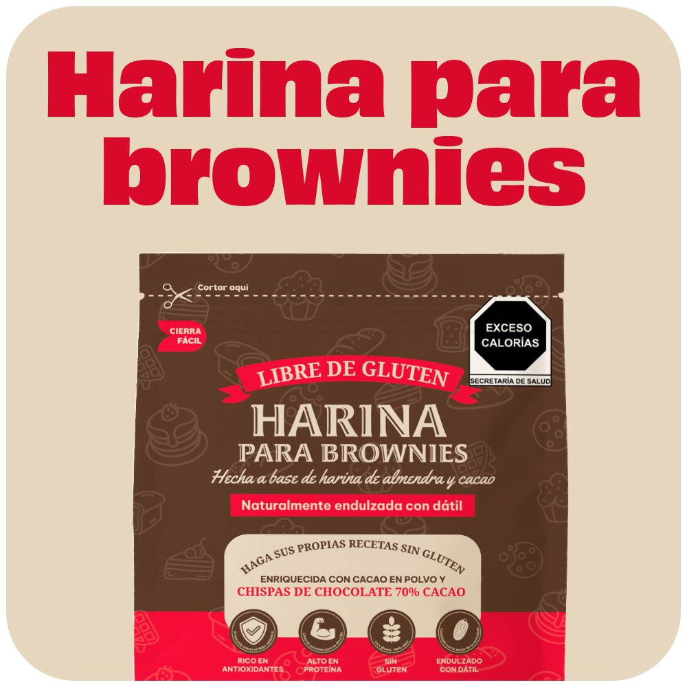 Harina Para Brownies de almendra , cacao & chispas de chocolate | Sin Gluten | Endulzada Naturalmente Con Dátil | Contenido Neto : 500 gramos