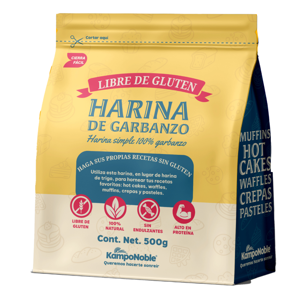 Harina 100% Garbanzo | Solo 1 Ingrediente | Sin Gluten | Alta en Proteína | Contenido Neto : 500g