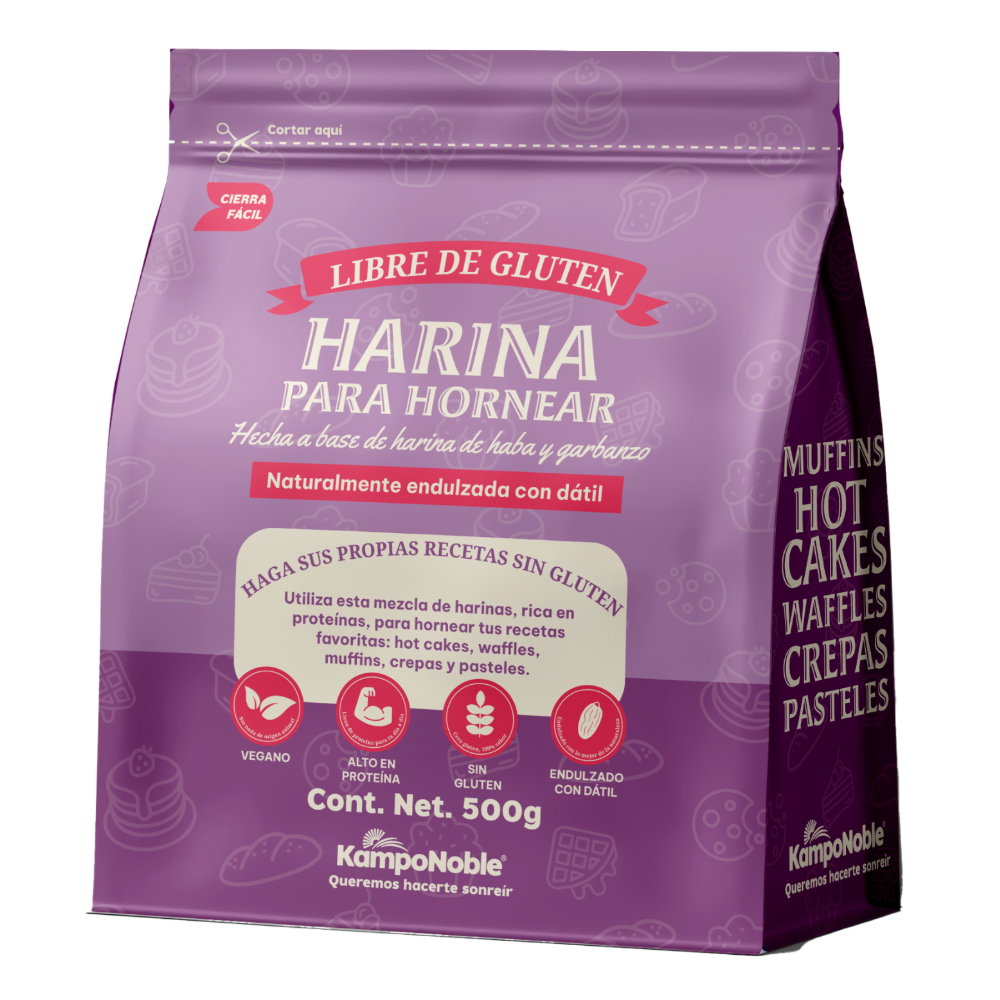 Harina para Hornear de Garbanzo , Chícharo & Haba | Endulzada Naturalmente con Dátil | Sin Gluten