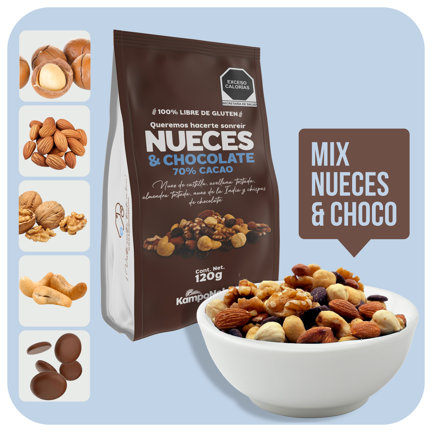 "Trail Mix 8 Pack" Dos bolsas de 120g c/u | Cuatro variedades de Trail mix |