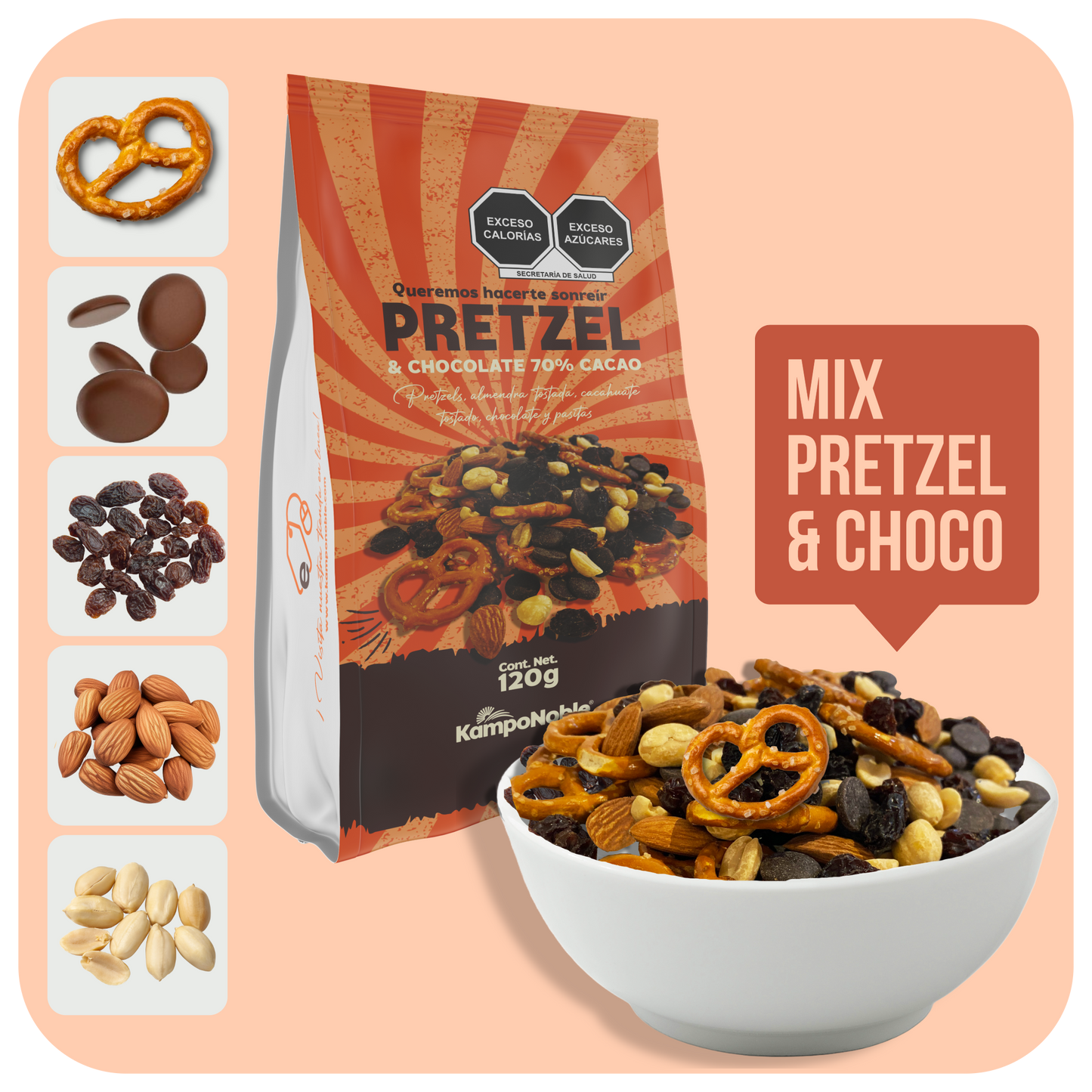 "Trail Mix 8 Pack" Dos bolsas de 120g c/u | Cuatro variedades de Trail mix |