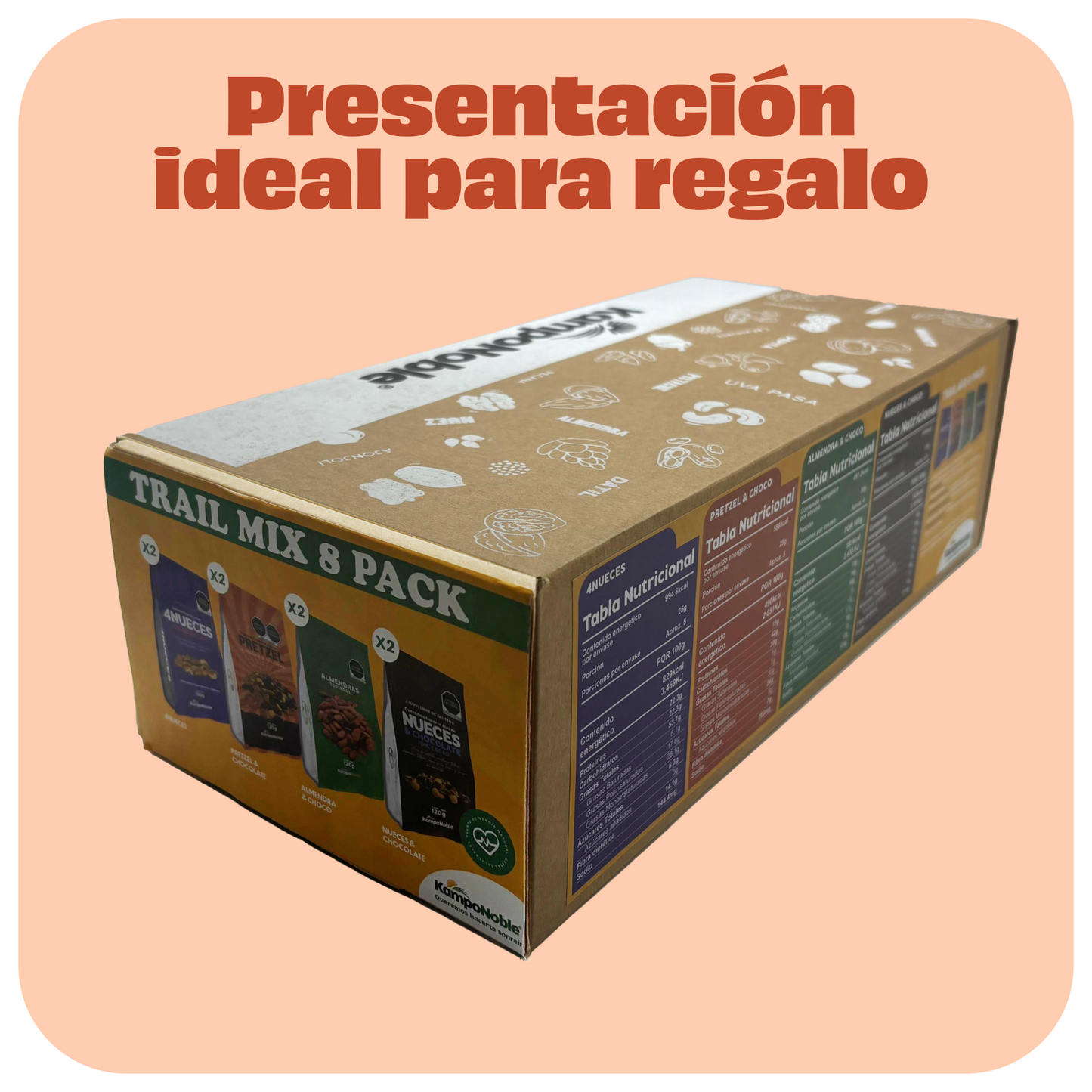 "Trail Mix 8 Pack" Dos bolsas de 120g c/u | Cuatro variedades de Trail mix |