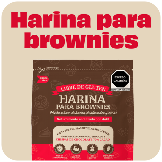 Harina Para Brownies de almendra , cacao & chispas de chocolate | Sin Gluten | Endulzada Naturalmente Con Dátil | Contenido Neto : 500 gramos