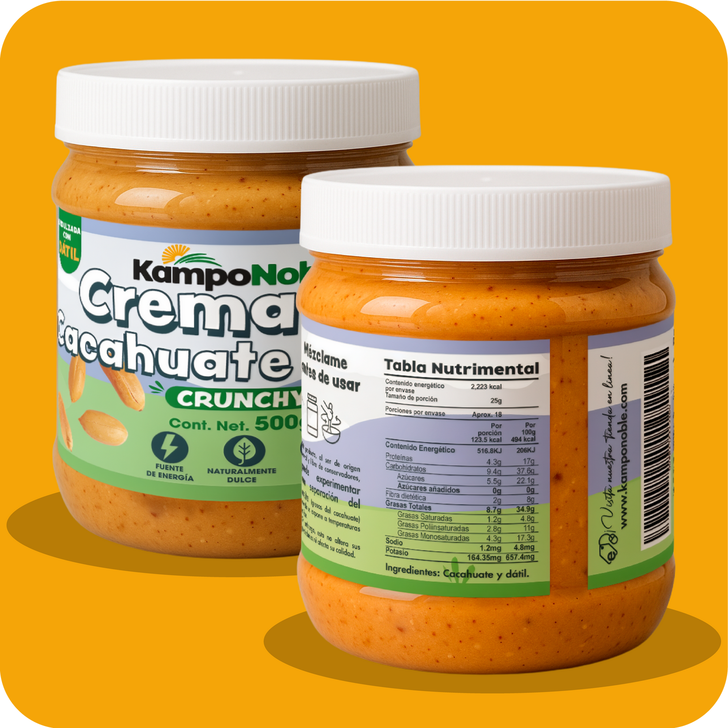 Crema Crunchy de Cacahuate Endulzada con Dátil