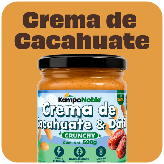 Crema Crunchy de Cacahuate Endulzada con Dátil