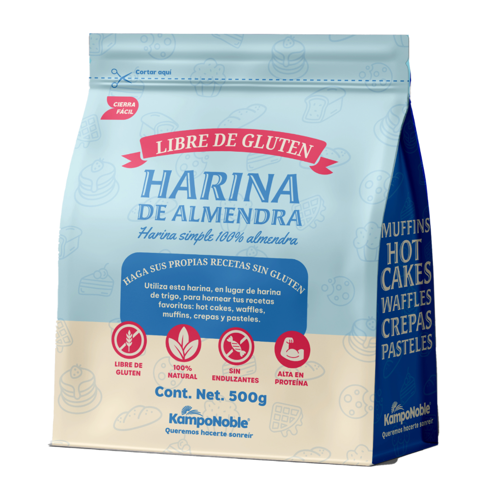 Harina Integral 100% Almendra | Sin Gluten | Sin azucares añadidos , Sin Sal , Sin Conservadores | Contenido Neto: 500g | KampoNoble