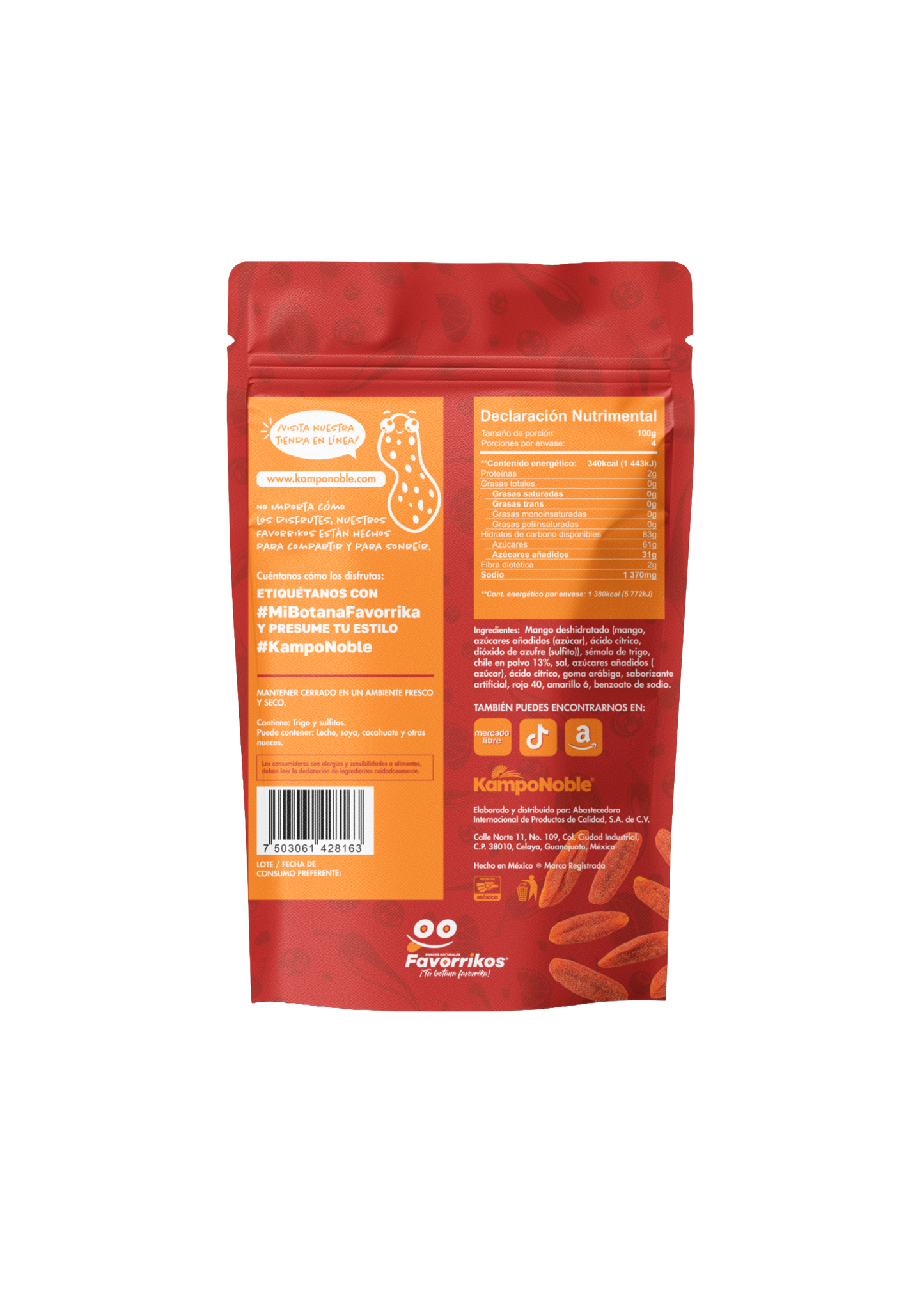 Mango Deshidratado Enchilado Favorrikos® | Snack Dulce con Chilito | 400g | KampoNoble®