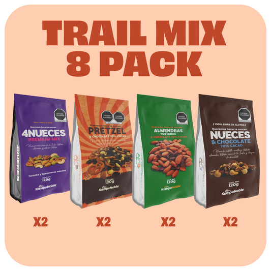 "Trail Mix 8 Pack"  Dos bolsas de 120g c/u | Cuatro variedades de Trail mix |